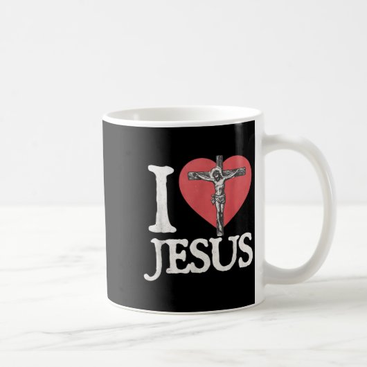 I Love Jesus Retro Christian Religious For Men Wom Koffiemok (Rechts)