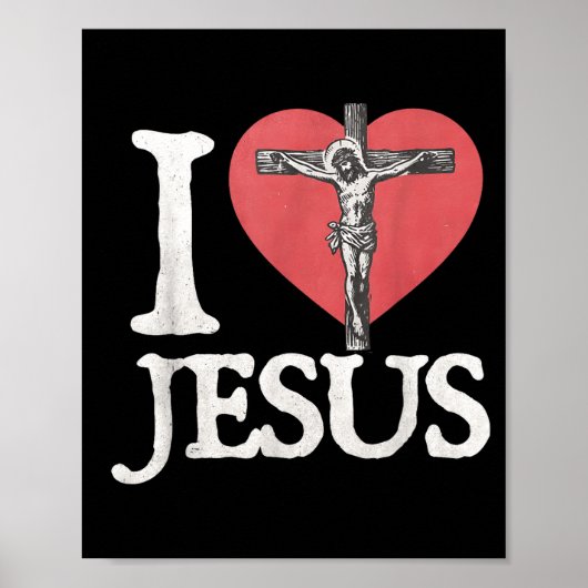 I Love Jesus Retro Christian Religious For Men Wom Poster (Voorkant)