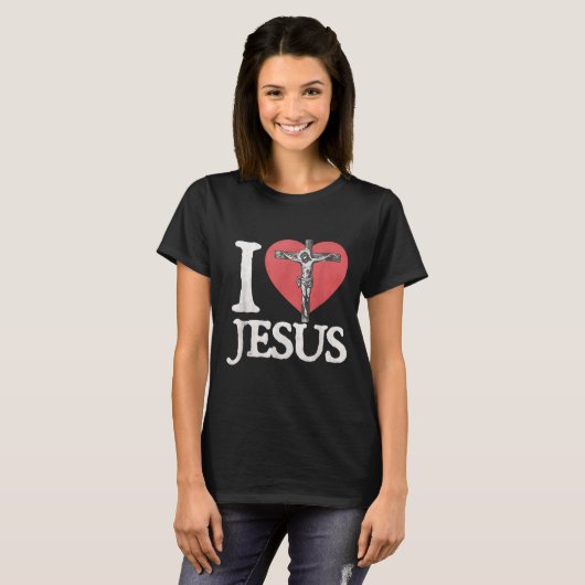 I Love Jesus Retro Christian Religious For Men Wom T-shirt (Voorkant volledig)