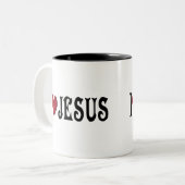 I Love Jesus Tweekleurige Koffiemok (Voorkant links)