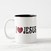 I Love Jesus Tweekleurige Koffiemok (Links)