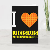 I Love Jesus Waffle Heart Funny Christian Breakfas Kaart (Voorkant)