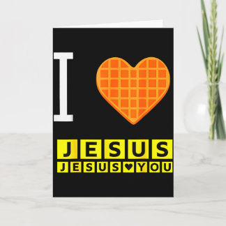 I Love Jesus Waffle Heart Funny Christian Breakfas Kaart