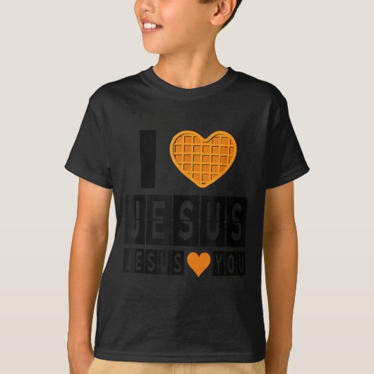 I Love Jesus Waffle Heart Jesus Loves You Funny Br T-shirt (Voorkant)