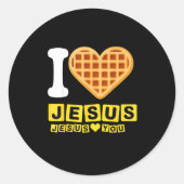 I Love Jesus Waffle Heart  Ronde Sticker (Voorkant)