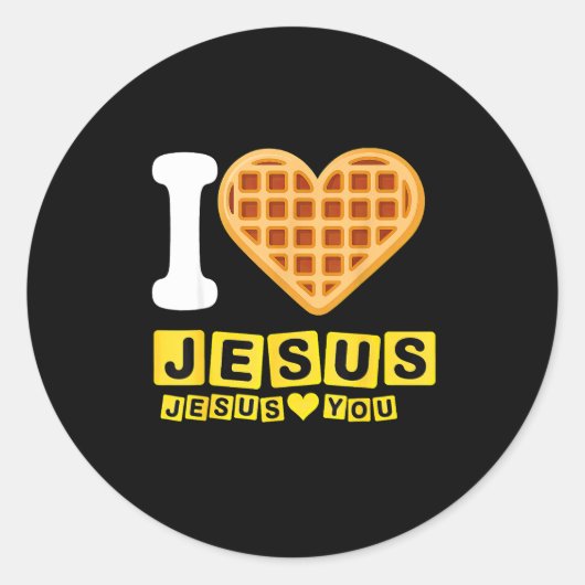 I Love Jesus Waffle Heart  Ronde Sticker (Voorkant)