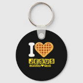 I Love Jesus Waffle Heart  Sleutelhanger (Voorkant)