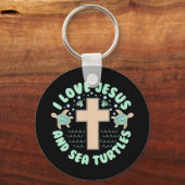 I Love Jesus & Zee Turtles Christelijk Faith Cross Sleutelhanger (Voorkant)