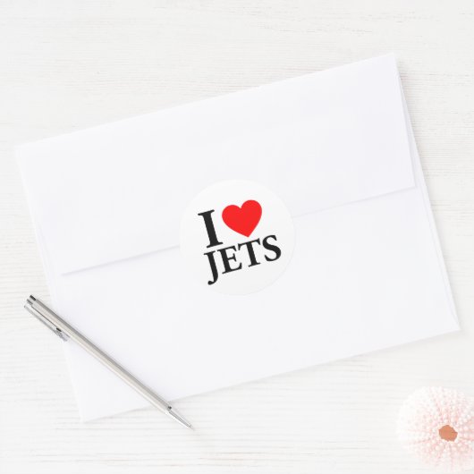 I Love Jets Ronde Sticker (Envelop)