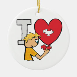 I Love Jigzaag Puzzles Keramisch Ornament