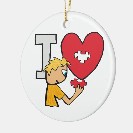I Love Jigzaag Puzzles Keramisch Ornament (Links)