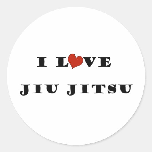I Love Jiu Jitsu.png Ronde Sticker (Voorkant)