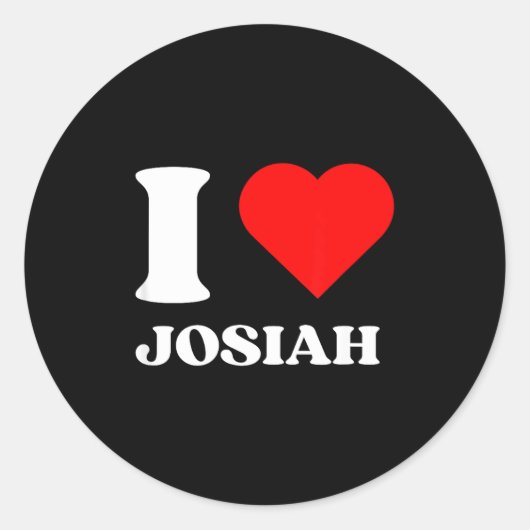 I Love Josiah I Heart Josiah Name Y2k Valentines D Ronde Sticker (Voorkant)