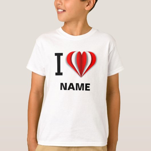 "I Love [Jouw naam]" Hart T-shirt (Voorkant)