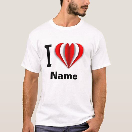 "I Love [Jouw naam]" Hart T-shirt (Voorkant)