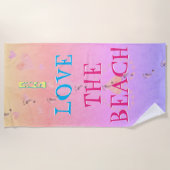 "I love (jouw tekst)" Beach Sunrise Footprint Strandlaken (Voorkant)