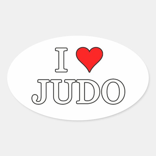 I Love Judo Ovale Sticker (Voorkant)