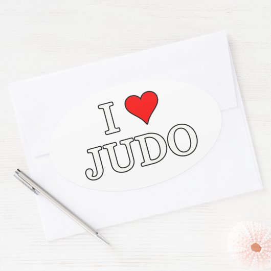 I Love Judo Ovale Sticker (Envelop)