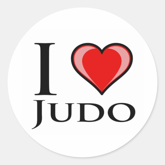I Love Judo Ronde Sticker (Voorkant)