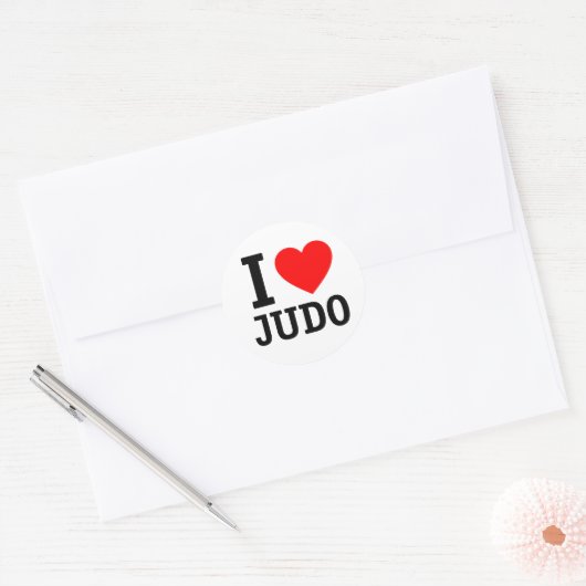 I Love Judo Ronde Sticker (Envelop)