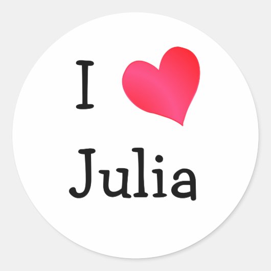 I Love Julia Ronde Sticker (Voorkant)