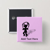I Love Jumping Rope Silhouette Girl Vierkante Button 5,1 Cm (Voorkant /achterkant)