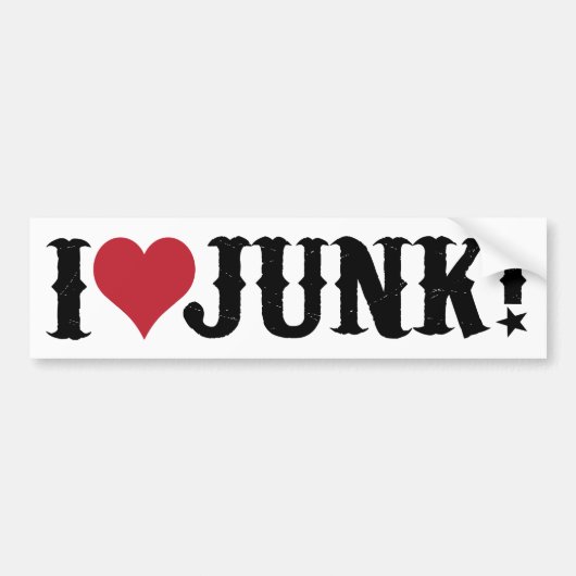 I Love Junk voor  en antiek liefhebbers Bumpersticker (Voorkant)