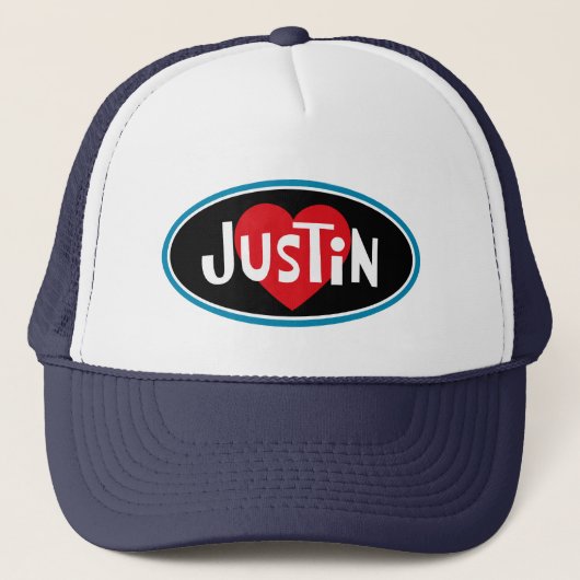 I Love JUSTIN Trucker Pet (Voorkant)
