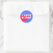I Love K-Pop Blue Roze Circle Design Ronde Sticker (Tas)
