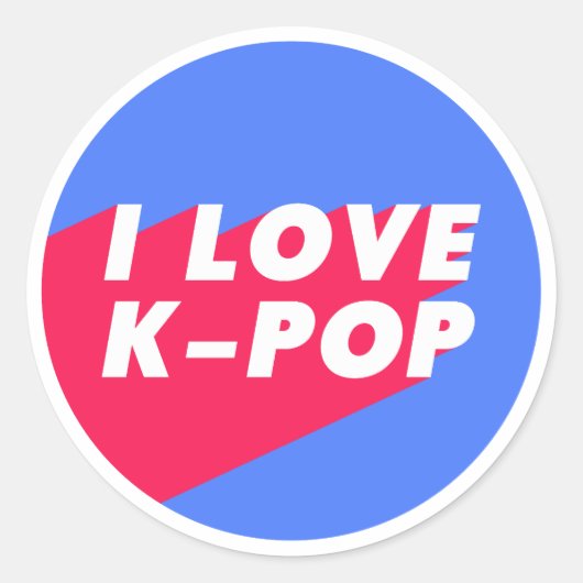 I Love K-Pop Blue Roze Circle Design Ronde Sticker (Voorkant)
