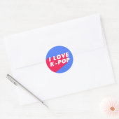 I Love K-Pop Blue Roze Circle Design Ronde Sticker (Envelop)