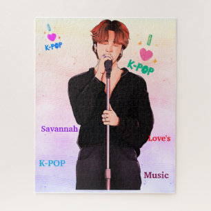 "I Love K-Pop" Zanger met Muzieknoten Puzzel