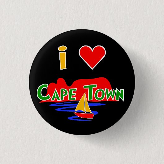 I Love Kaapstad Table Mountain Button Badge (Voorkant)