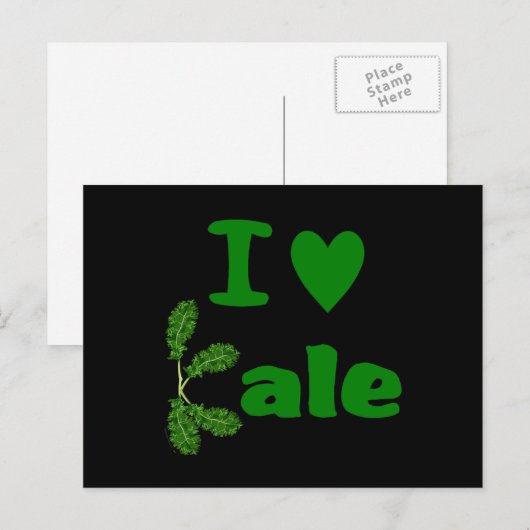 I Love Kale (I Heart Kale) Vegetable/Gardener Briefkaart (Voorkant / Achterkant)
