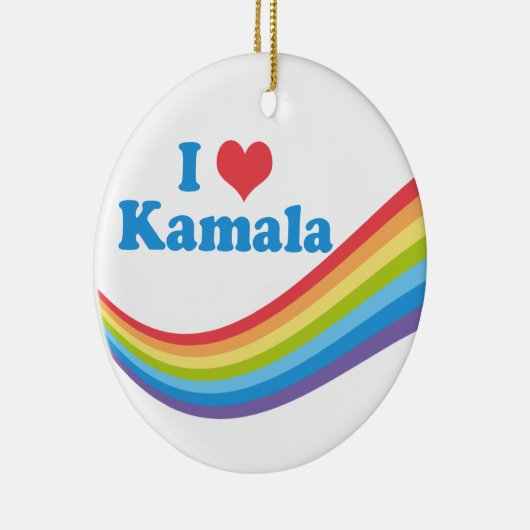 I Love Kamala Harris Rainbow Wave Keramisch Ornament (Rechts)