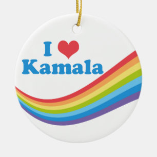 I Love Kamala Harris Rainbow Wave Keramisch Ornament
