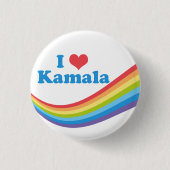 I Love Kamala Rainbow Ronde Button 3,2 Cm (Voorkant)