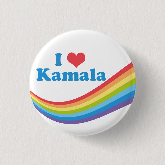 I Love Kamala Rainbow Ronde Button 3,2 Cm (Voorkant)