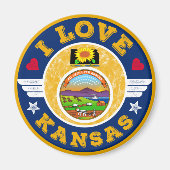 I Love Kansas State Map and Flag Magneet (Voorkant)