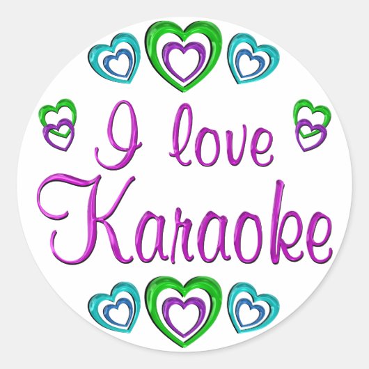 I Love Karaoke Ronde Sticker (Voorkant)