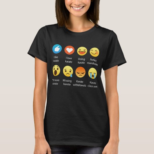I Love Karate Emoji Emoticon Graphic Tee Shirt (Voorkant)