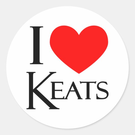 I Love Keats Ronde Sticker (Voorkant)