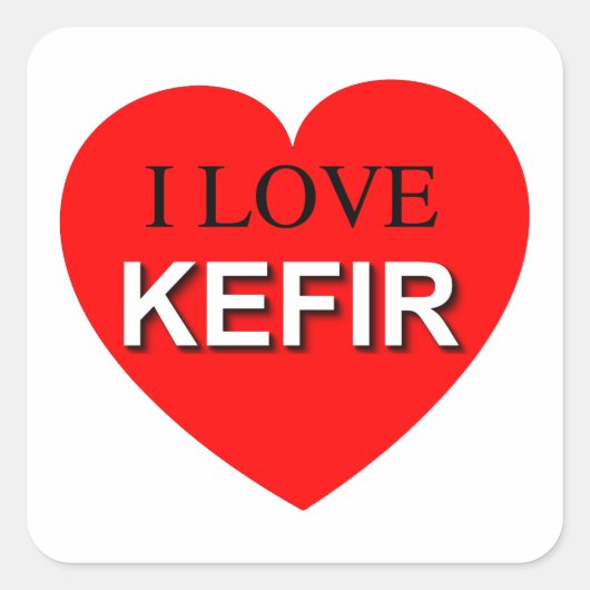 I Love Kefir Vierkante Sticker (Voorkant)