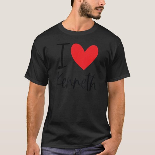 I Love Kenneth Name Heart Personalized Mannen Guy  T-shirt (Voorkant)