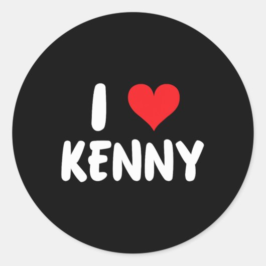I Love Kenny - Hart - Naam Ronde Sticker (Voorkant)