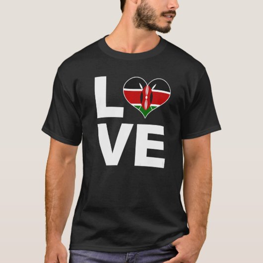 I Love Kenya Heart Flag Kenya T-shirt (Voorkant)