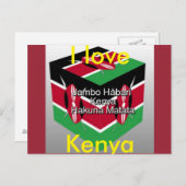 I Love Kenya National Flag 3D Briefkaart (Voorkant / Achterkant)