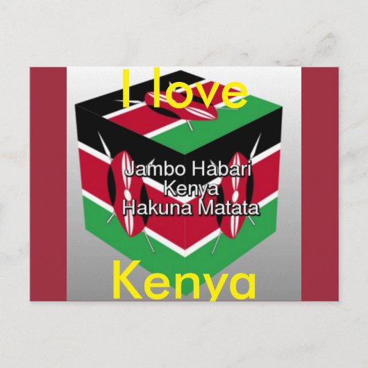 I Love Kenya National Flag 3D Briefkaart (Voorkant)