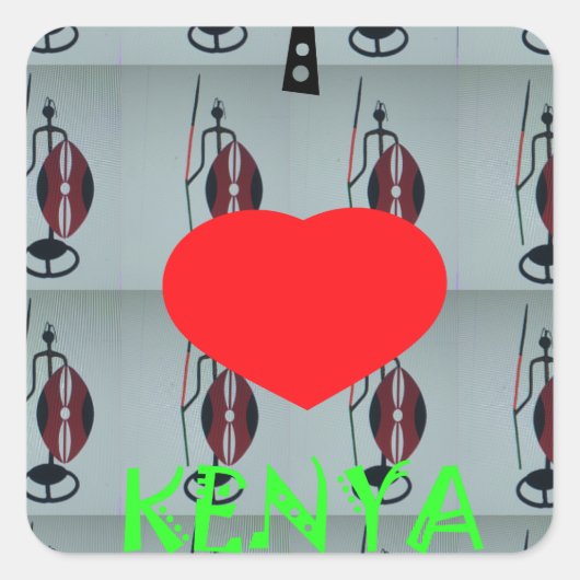 I Love Kenya Vierkante Sticker (Voorkant)