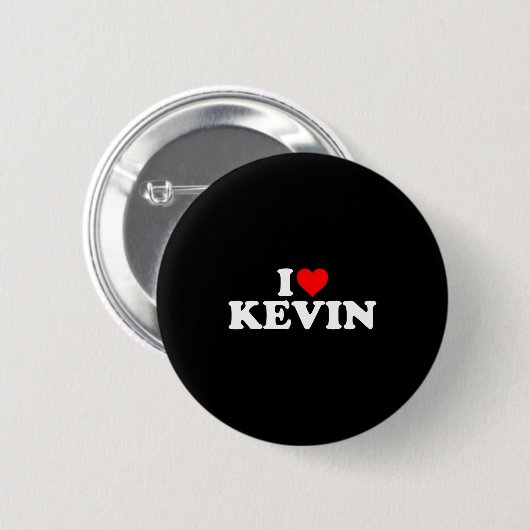I Love Kevin - Heart Long Sleeve  Ronde Button 5,7 Cm (Voorkant /achterkant)